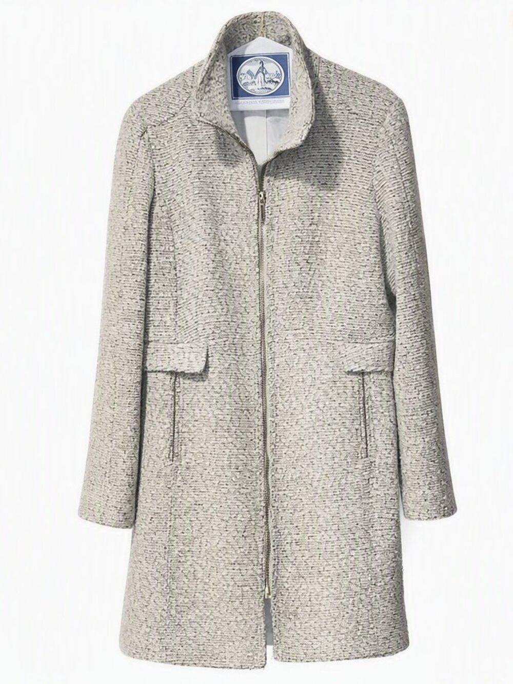 H&M Beige Tweed Boucle Coat Classic Fall Chic Outerwear Size 14